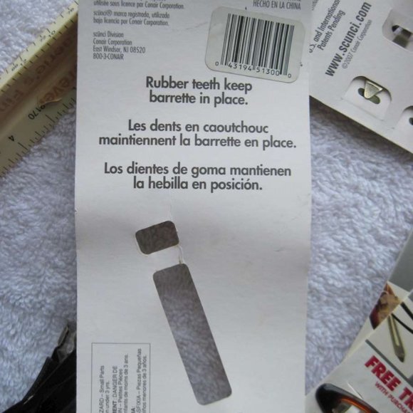 Scunci No Slip Grip Hold Slideproof Stay Put Rubber Teeth Plastic Hair Barrette - Picture 6 of 12